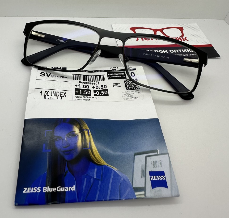 【BF Airy】 DLIVE clear blue Линза для очков ZEISS Single Vision ClearView 1.5 BlueGuard