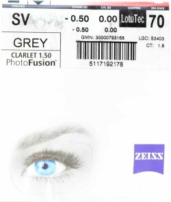 Очковая линза Zeiss Single Vision 1.6 AS PhotoFusion DV Platinum UV (астигматика) 